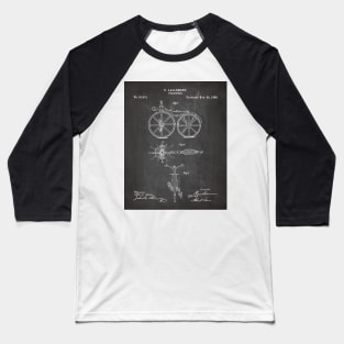 Bicycle Patent - Cycling Cyclist Bike Riding Fan Art - Black Chalkboard Baseball T-Shirt